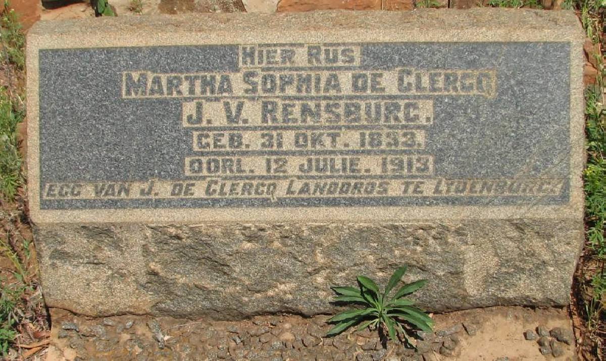 CLERCQ  Martha Sophia, de nee J.V. RENSBURG 1833-1913